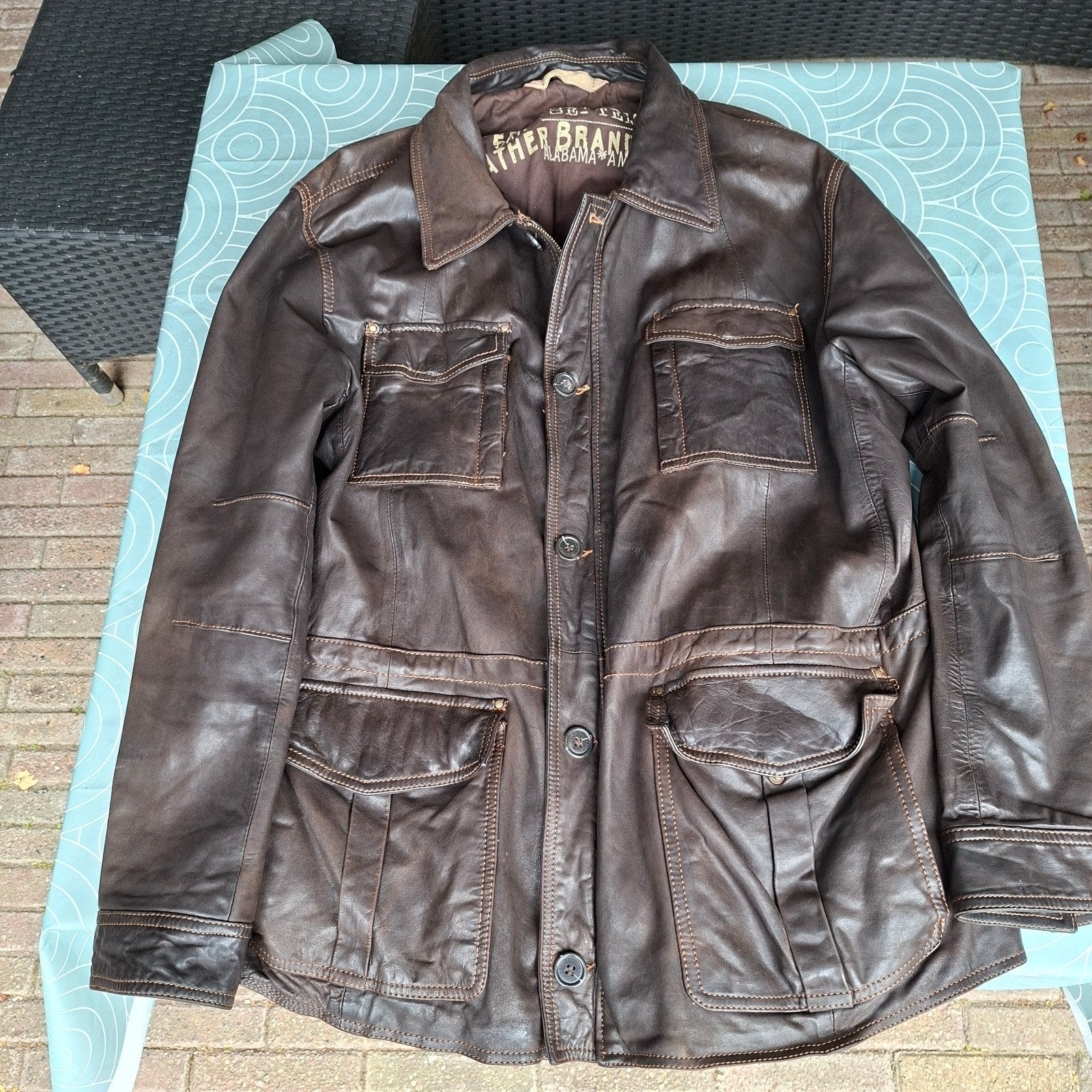 leren heren jas m.58., Ophalen of Verzenden, Gedragen, Maat 56/58 (XL), Bruin
