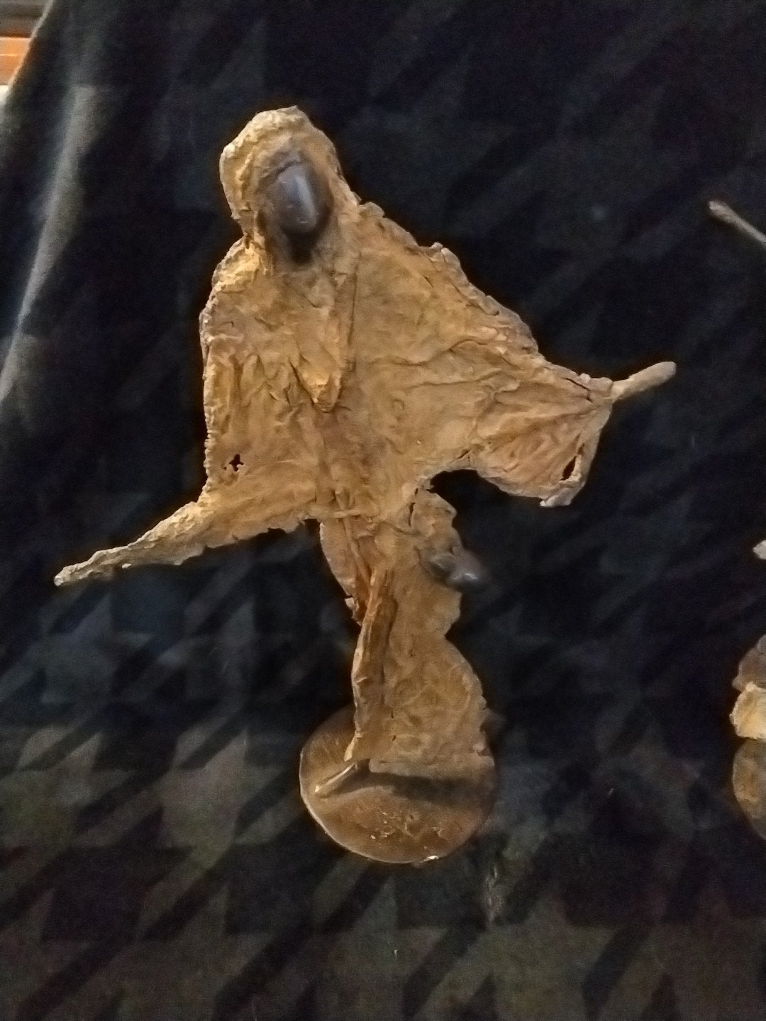 Bronzen beeld: Samurai met Katana, 30 cm hoog, Gepatineerd, Ophalen of Verzenden, Brons, 20 - 50 cm