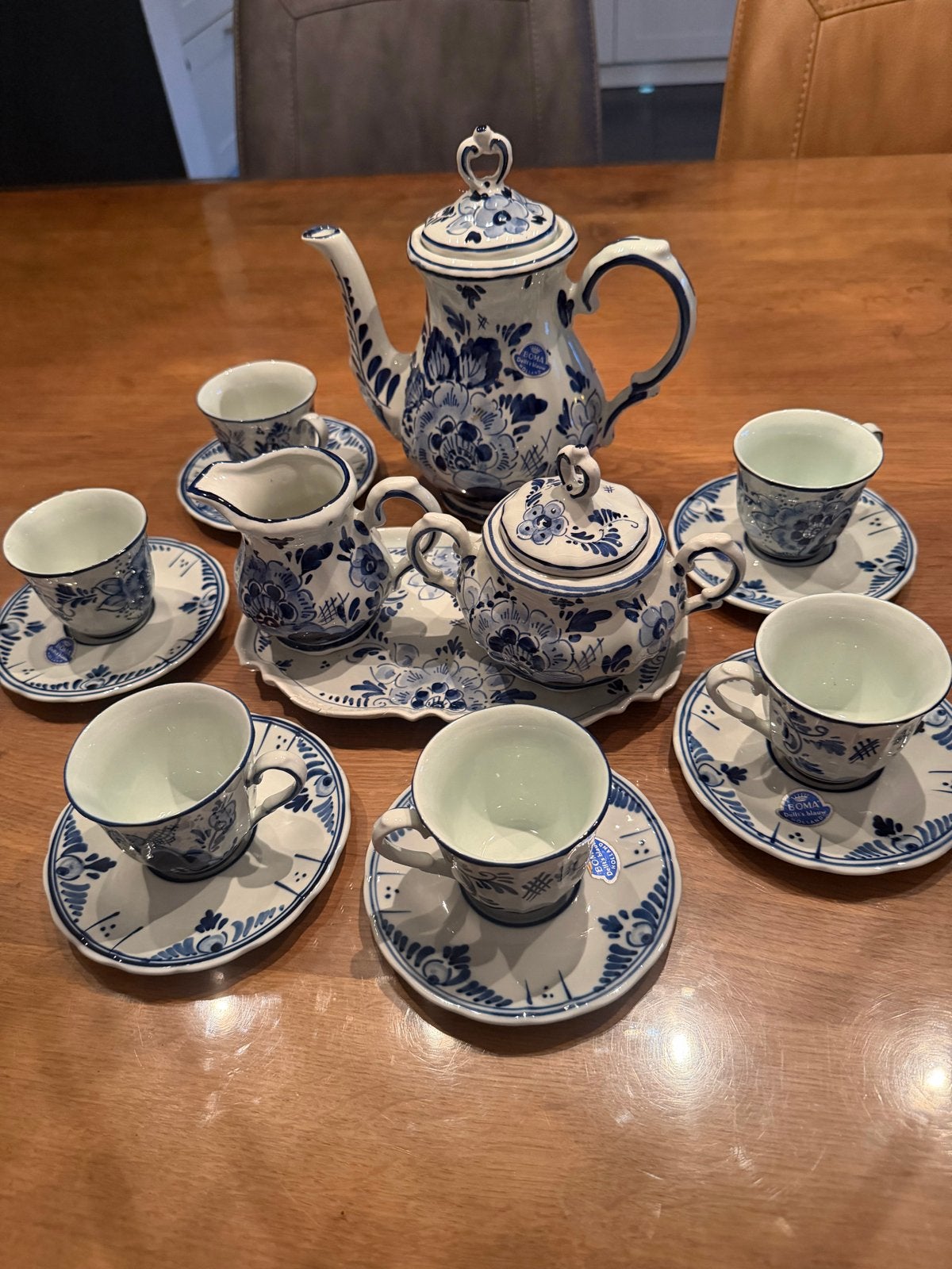 BOMA Delfts Blauw Handbeschilderd Koffie/Theeservies, Ophalen of Verzenden
