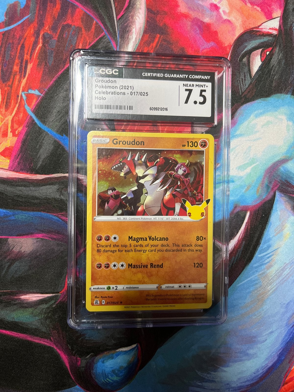 Pokémon Groudon Celebrations 017/025 Holo CGC 7.5, Ophalen of Verzenden, Zo goed als nieuw, Losse kaart, Foil