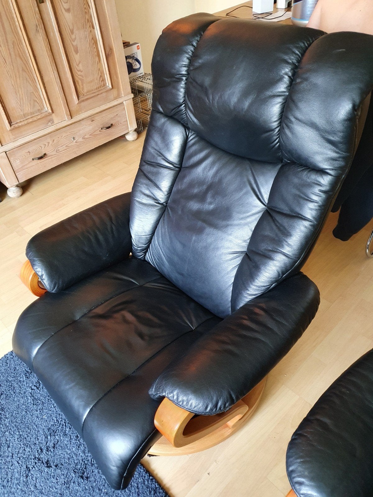 Himolla lederen comfort/relax stoel+ voetenbank, Huis en Inrichting, Ophalen, Zo goed als nieuw, 75 tot 100 cm, Leer