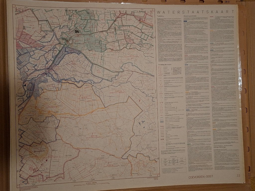 Waterstaatskaart 22, kaart coevorden oost, Gelezen, Ophalen of Verzenden, Landkaart, 1800 tot 2000
