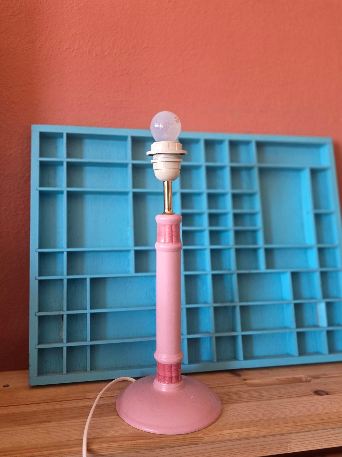 Roze vintage tafellamp met E27 fitting, Ophalen, Gebruikt, Vintage, E27 (groot)