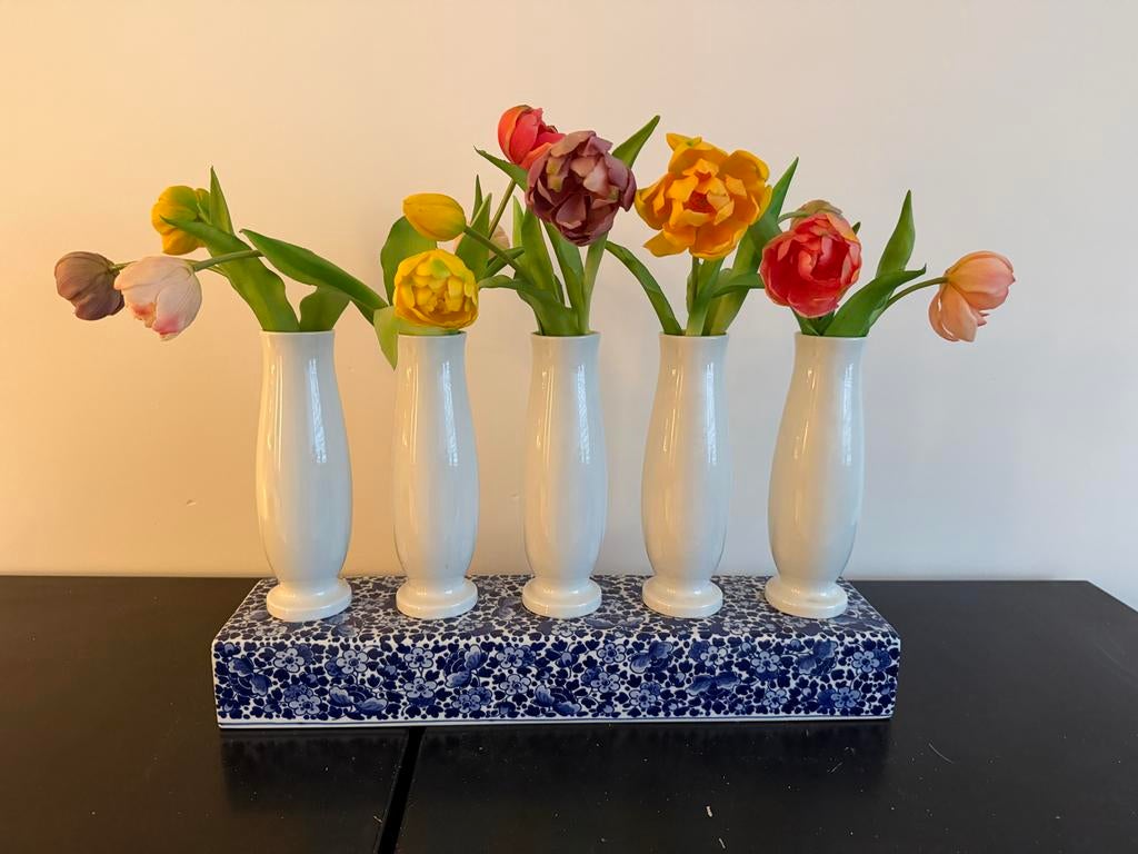 Unieke Royal Delft Tulpenvaas Marcel Wanders Moooi, Blauw, Aardewerk of Porselein, Ophalen of Verzenden, Zo goed als nieuw