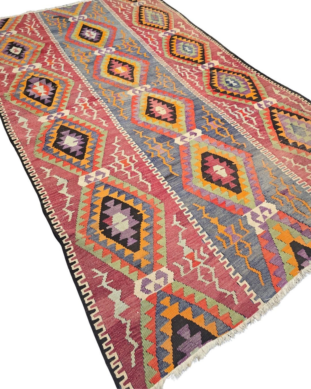 Tribal Kelim Iran 300x180 handgeweven wollen vloerkleed, 1185VB, De handelmaatschappij, 200 cm of meer, Geel