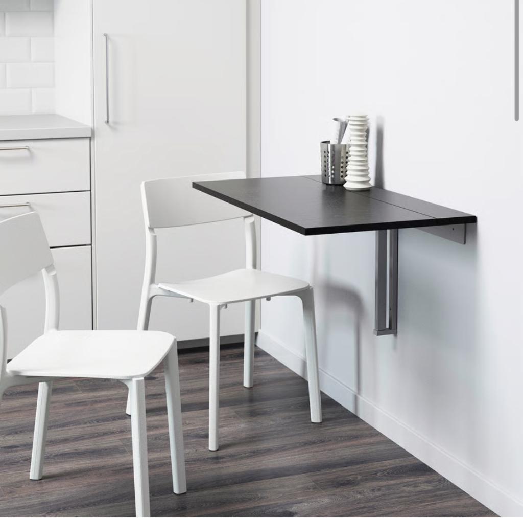 IKEA BJURSTA Klaptafel voor wandmontage, bruinzwart, Ophalen, Gebruikt, 50 tot 100 cm, Tot twee personen