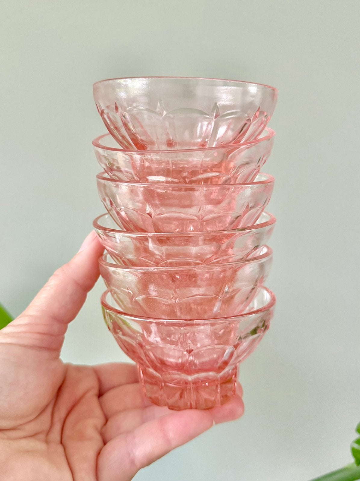6 vintage roze Arcoroc Rosaline dessert glaasjes, Ophalen of Verzenden, Gebruikt, Glas