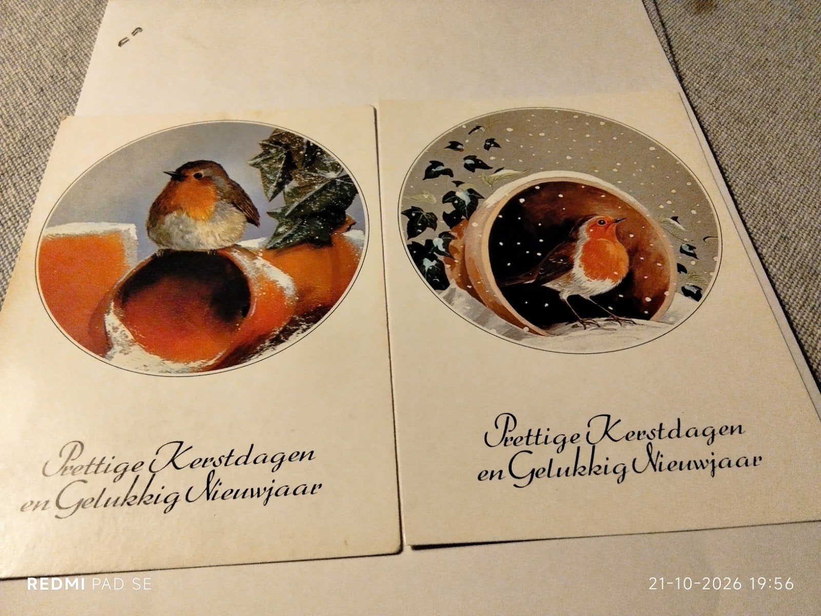 Vintage Kerstkaarten Roodborstje - Gebr. Spaniersberg, Ophalen of Verzenden, 1960 tot 1980, Ongelopen
