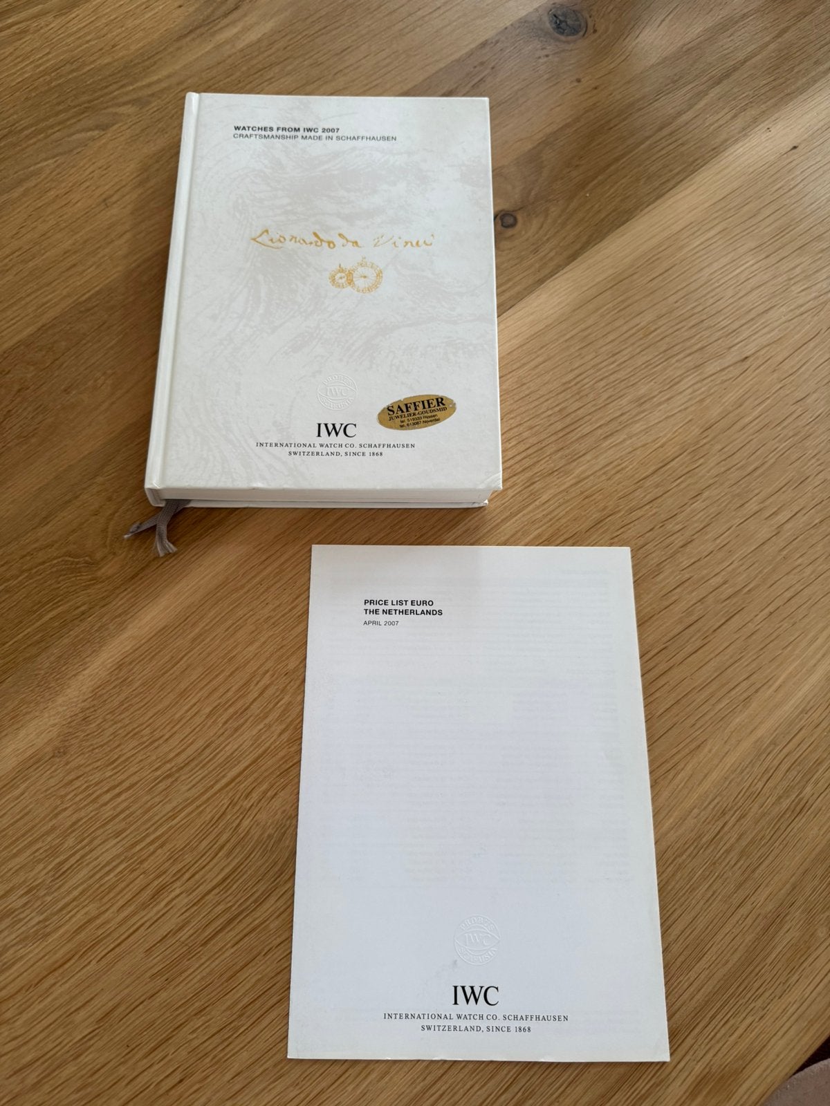 IWC Leonardo da Vinci catalogus incl prijslijst 2007, Ophalen of Verzenden, Zo goed als nieuw, Catalogus