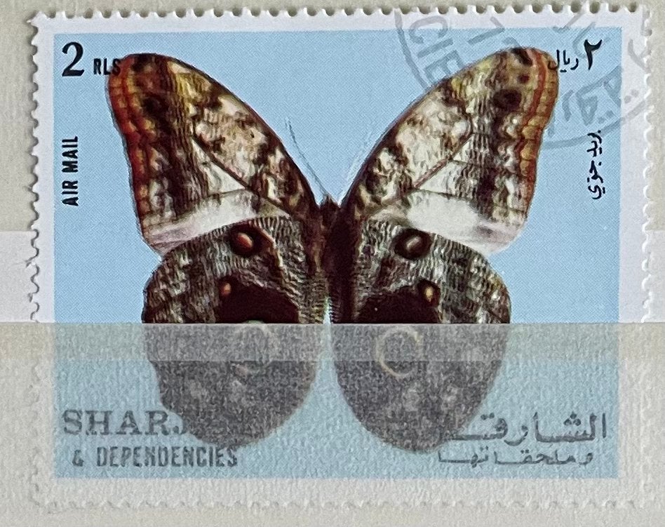 Postzegel Sharjah; vlinder, Ophalen of Verzenden, Gestempeld, Dier of Natuur