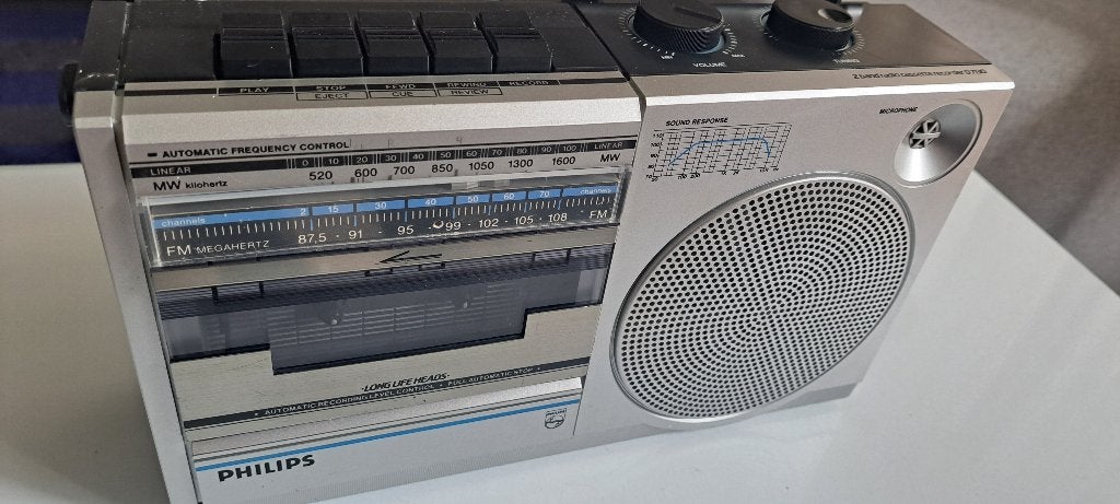 Portable Radio Cassetterecorder Philips D7130 vintage 80's, Audio, Tv en Foto, Ophalen of Verzenden, Gebruikt, Radio