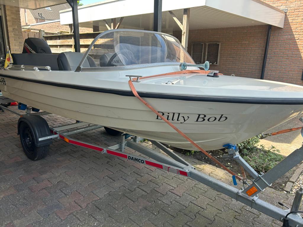 Sportboot incl trailer en Mercury 60 pk buitenboordmotor., Ophalen, Zo goed als nieuw, Buitenboordmotor, Elektrische start