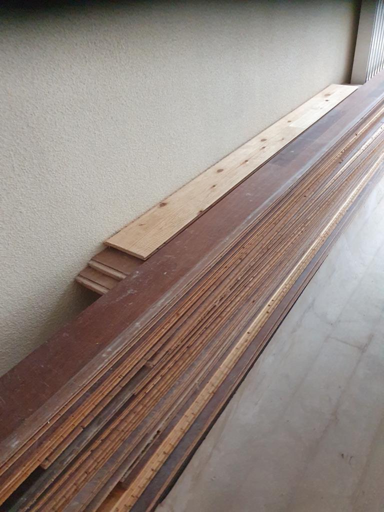 houten planke paket vloer- Gebruikt, Doe-het-zelf en Verbouw, Hout en Planken, Gebruikt, Minder dan 25 mm, Ophalen of Verzenden
