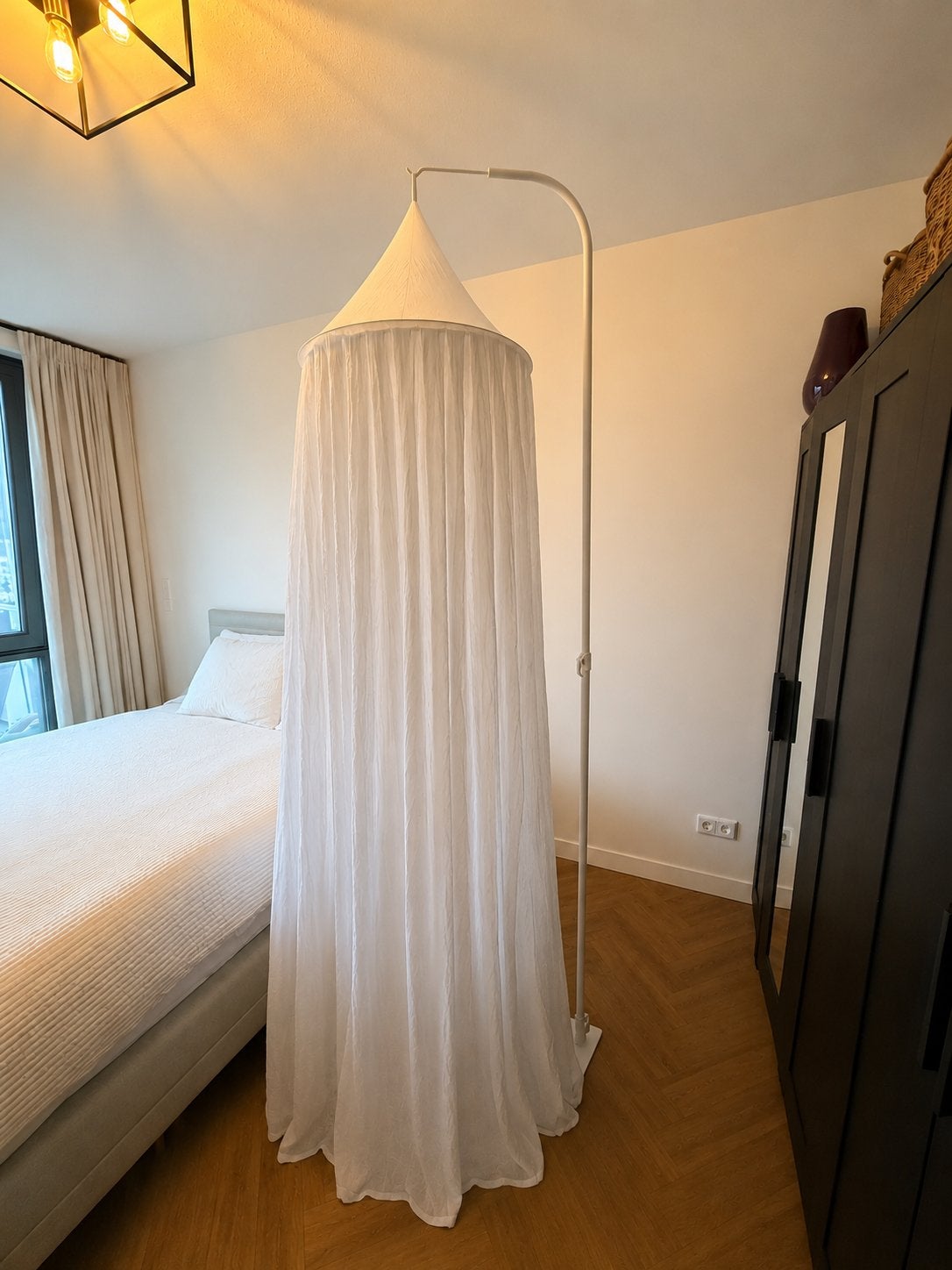 Witte klamboe van Jollein met piekstok, Ophalen, Zo goed als nieuw, 180 cm of meer, 70 tot 85 cm