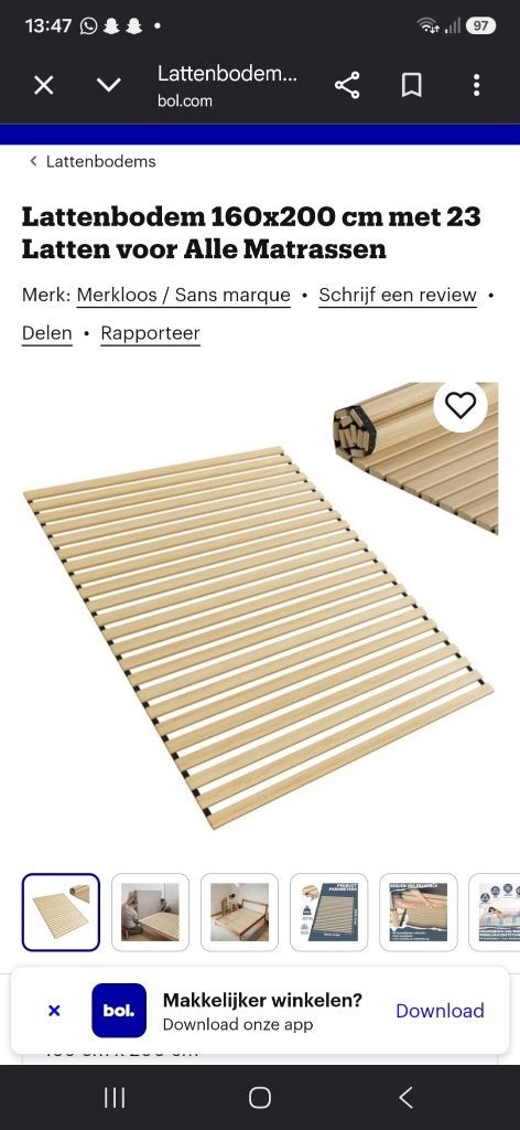Lattenbodem 160 x 200, Ophalen, Bedbodem, 200 cm, 160 cm