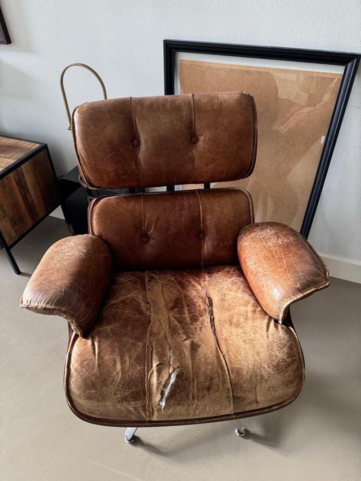 Vintage Eames Lounge Chair stijl fauteuil, Huis en Inrichting, Fauteuils, Ophalen of Verzenden, Zo goed als nieuw, 75 tot 100 cm