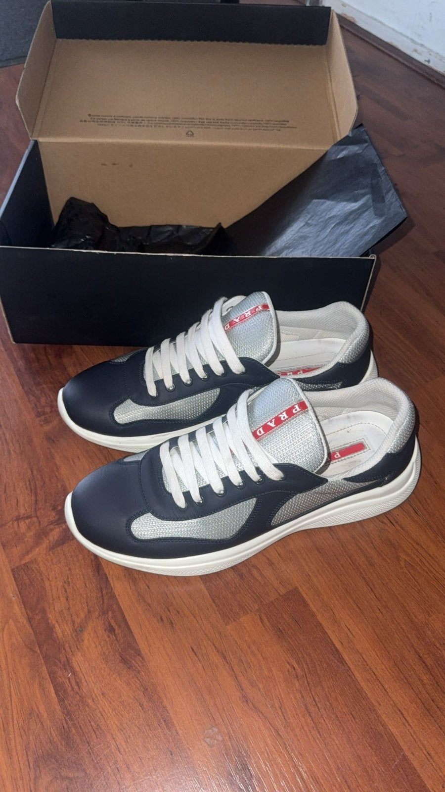 Prada Cups Maat 43 Donkerblauw Mat, Kleding | Heren, Schoenen, Ophalen of Verzenden, Gedragen, Blauw, Sneakers of Gympen