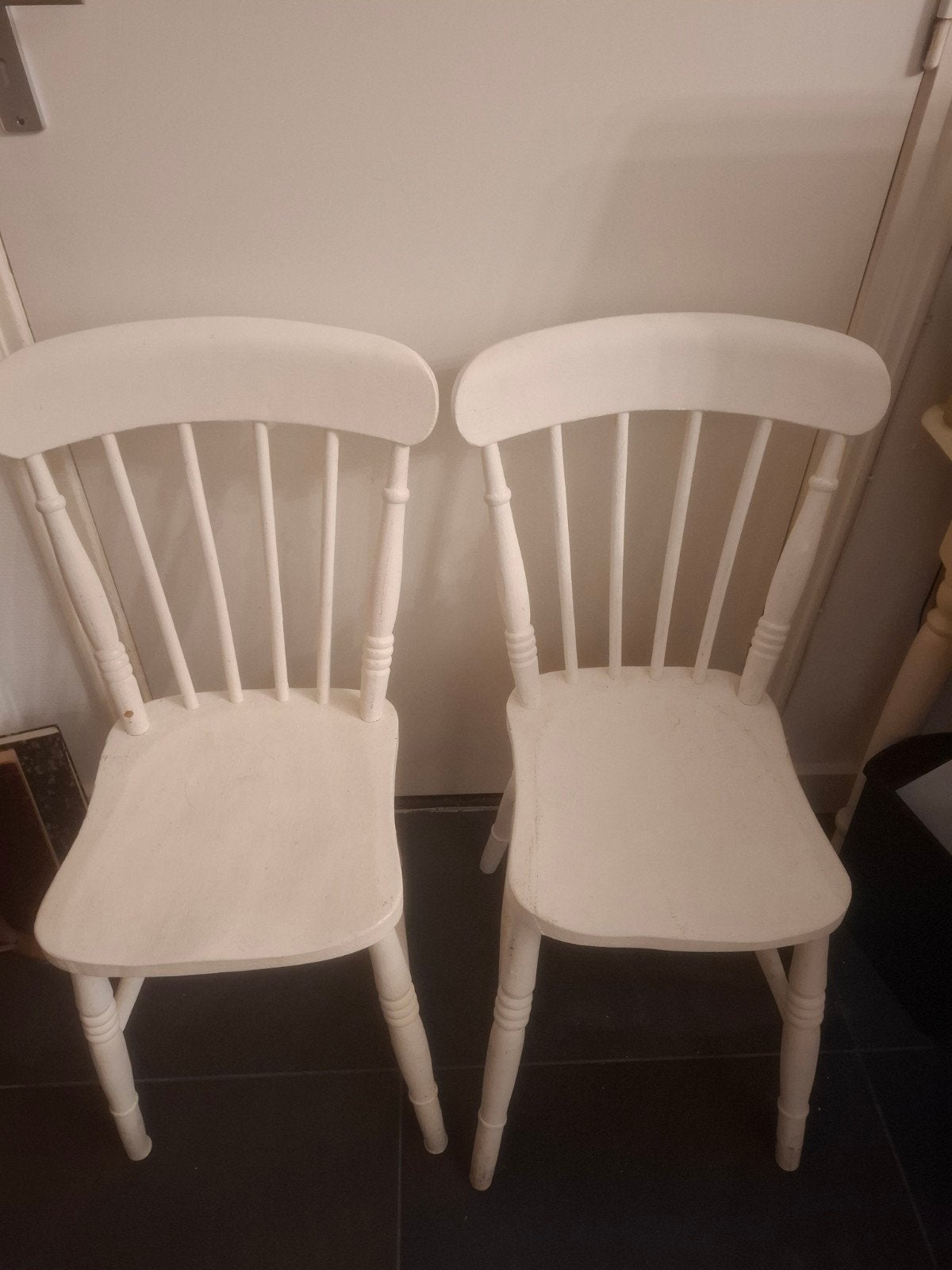 Oude Engelse stoelen - krijtverf,, Antiek en Kunst, Antiek | Meubels | Stoelen en Banken, Ophalen