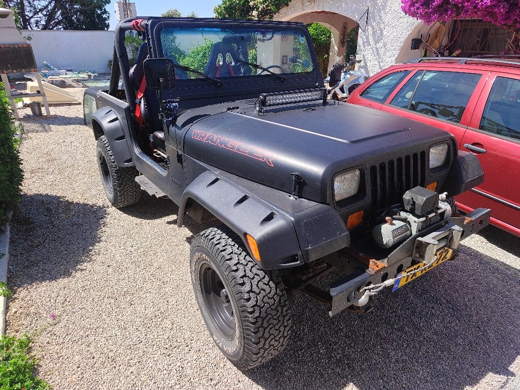 Jeep Wrangler 4.2 4WD K6 1989 Zwart, Auto's, Jeep, Zwart, Zwart, Leder, Handgeschakeld