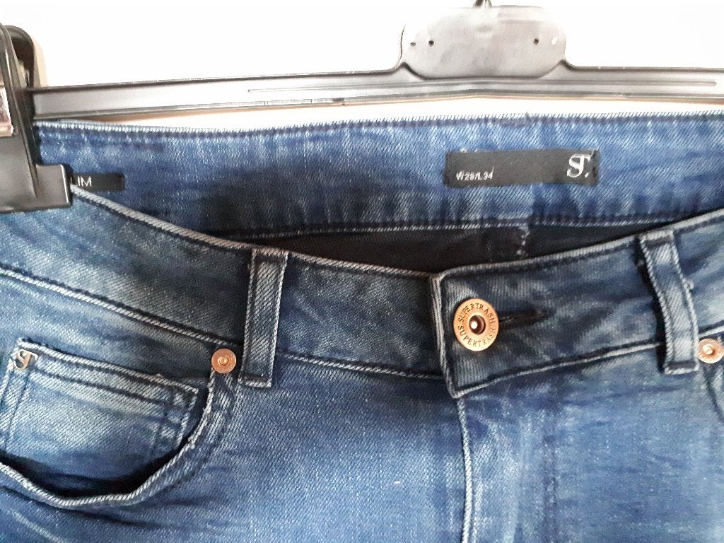 Blauwe jeans, Supertrash, maat 28/34, Supertrash, Zo goed als nieuw, W28 - W29 (confectie 36), Verzenden