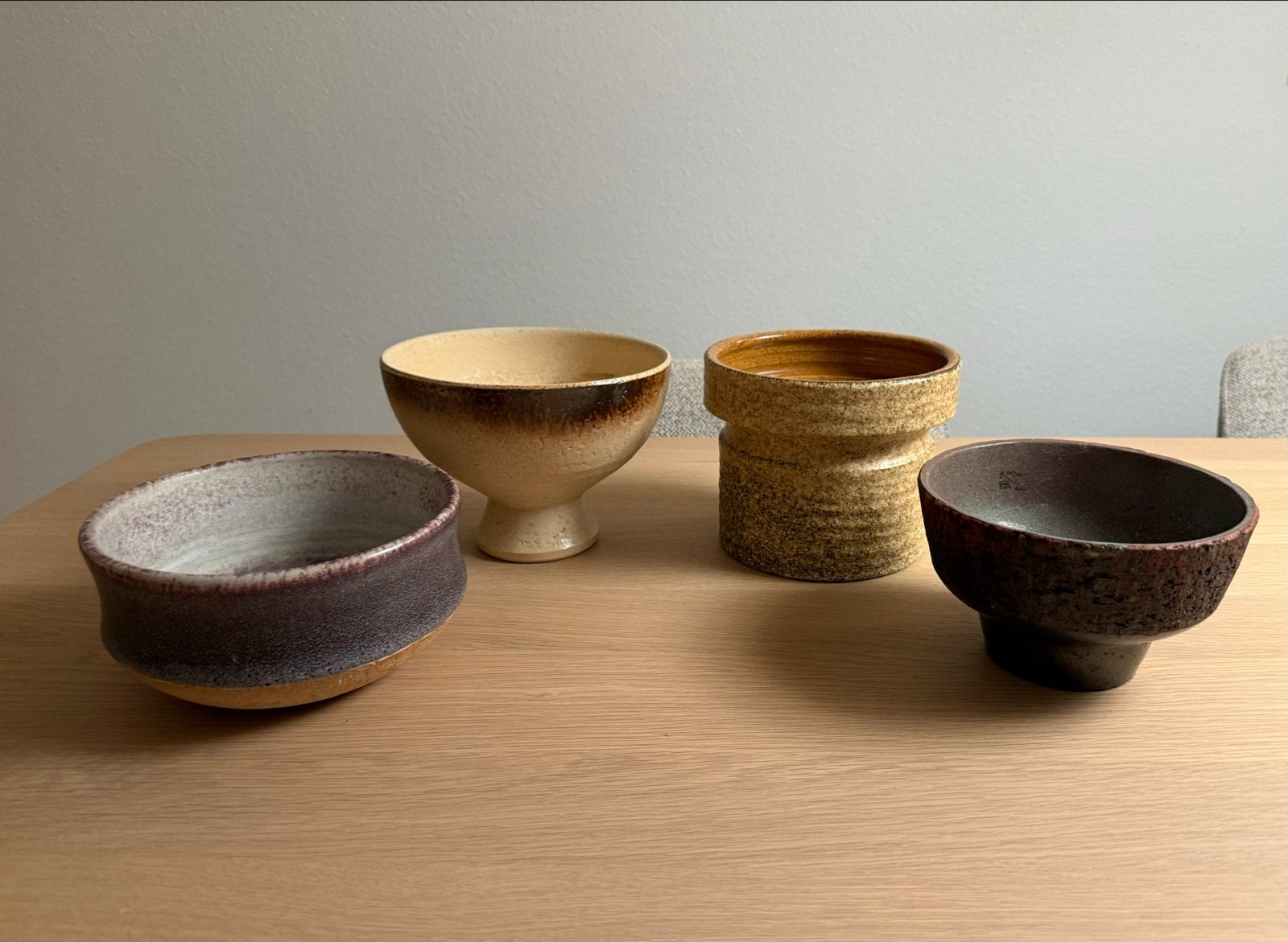 Set van 4 handgemaakte keramische kommen, studio pottery, Antiek en Kunst, Ophalen of Verzenden