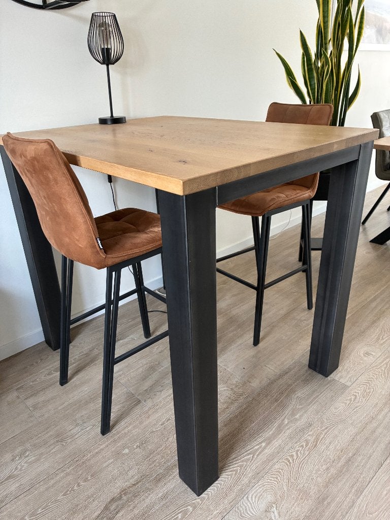 Bartafel met 2 stoelen, Ophalen, 100 tot 150 cm, Eikenhout, Tot twee personen