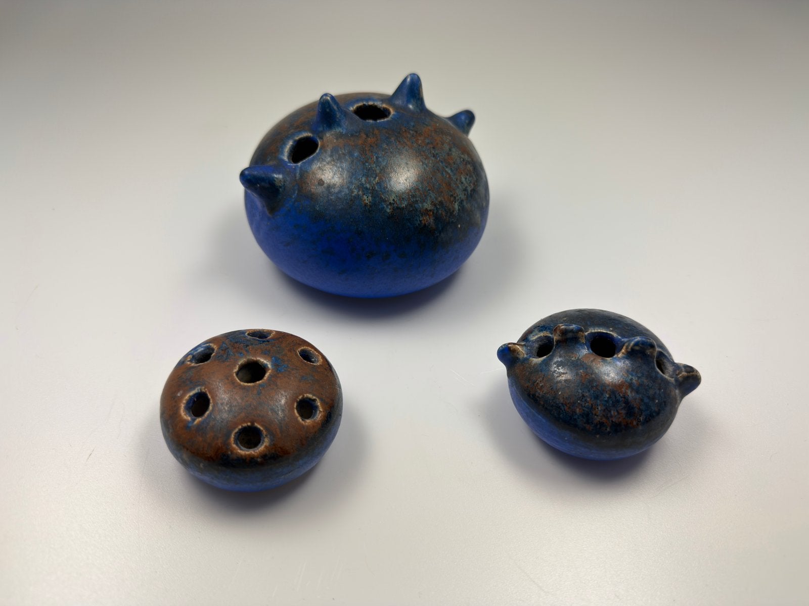 Set van 3 vintage keramiek bloemstekers 1970 Scandinavisch, Ophalen of Verzenden
