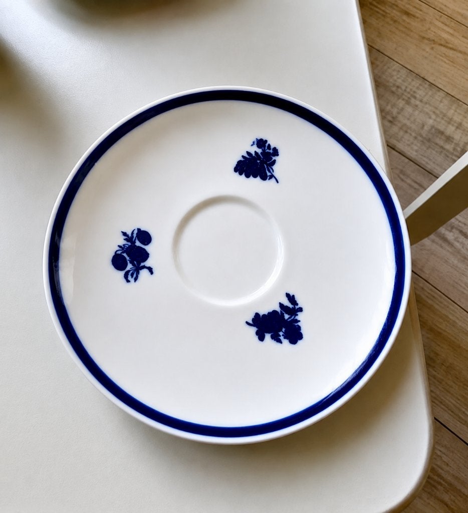 vintage-mosa blauw roos maastricht porselein schotel, Ophalen of Verzenden