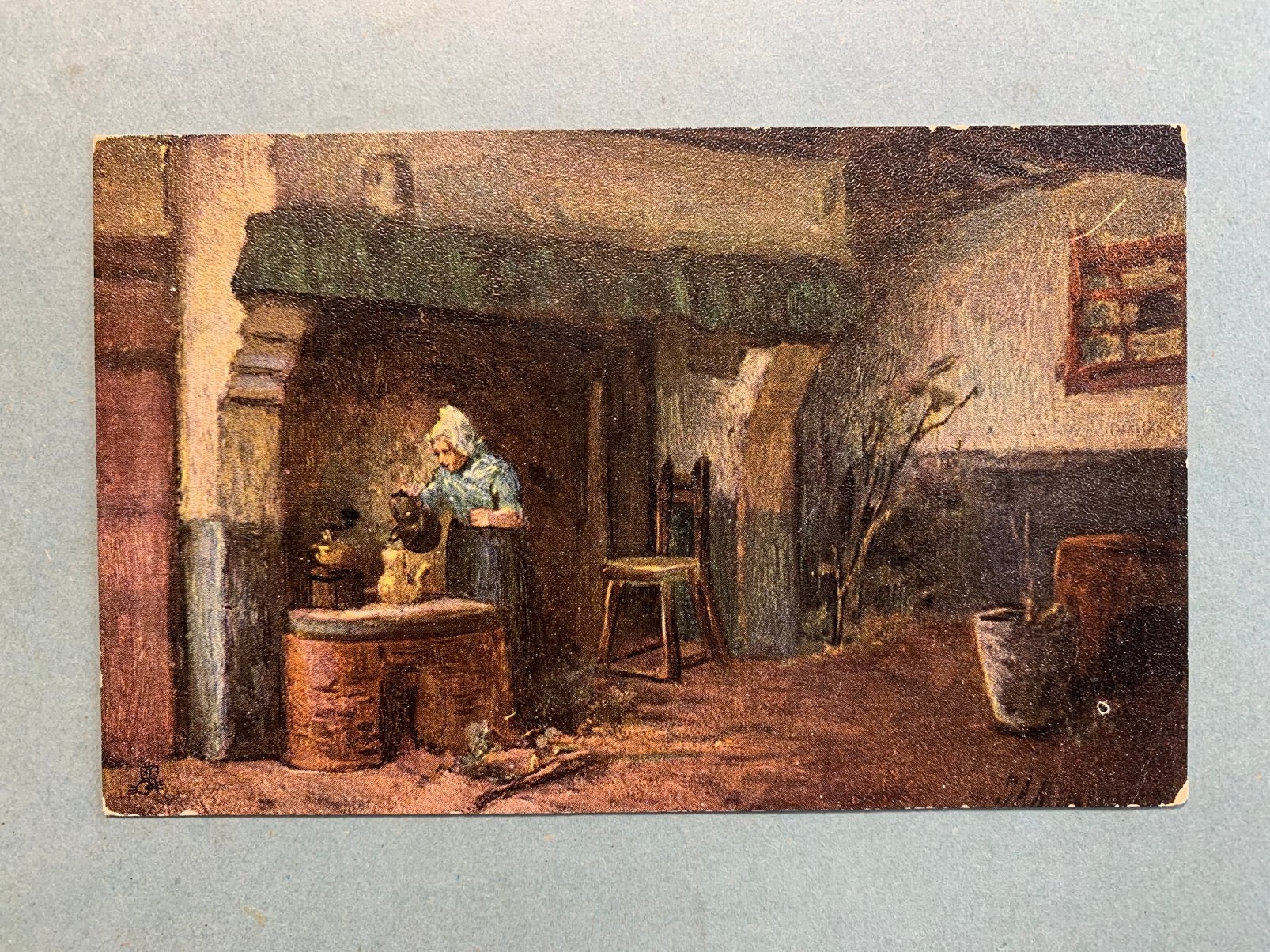 Dame in de keuken, Ophalen of Verzenden, Voor 1920, Ongelopen, Overige thema's