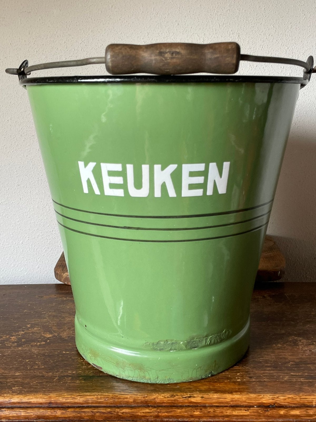 Resedagroene emaille keuken emmer, Ophalen of Verzenden