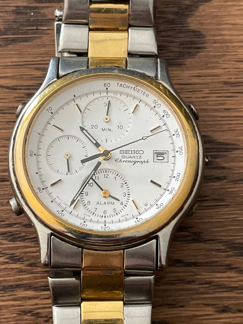 Seiko Quartz Chronograph Herenhorloge - Staal/Goudkleurig, Seiko, Gebruikt, Staal, Polshorloge