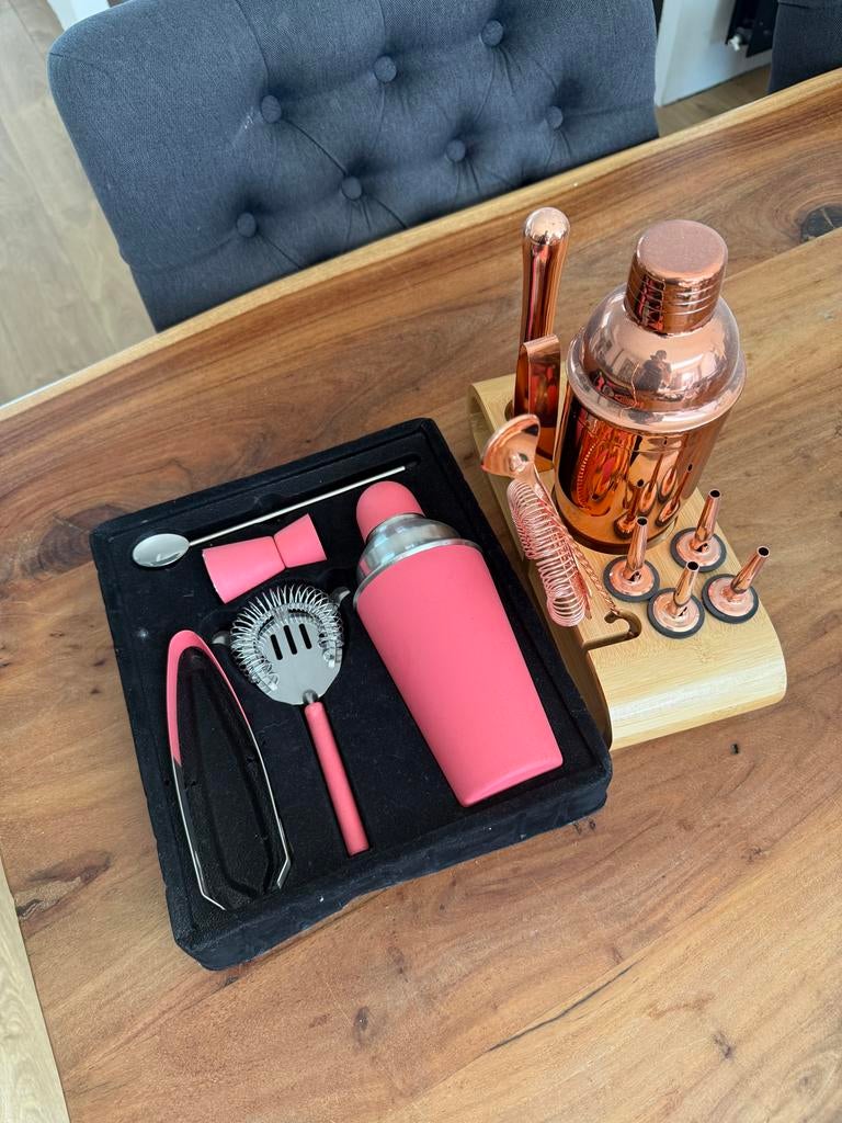 Cocktail Shaker Set - Roze en Koper, Ophalen of Verzenden, Zo goed als nieuw