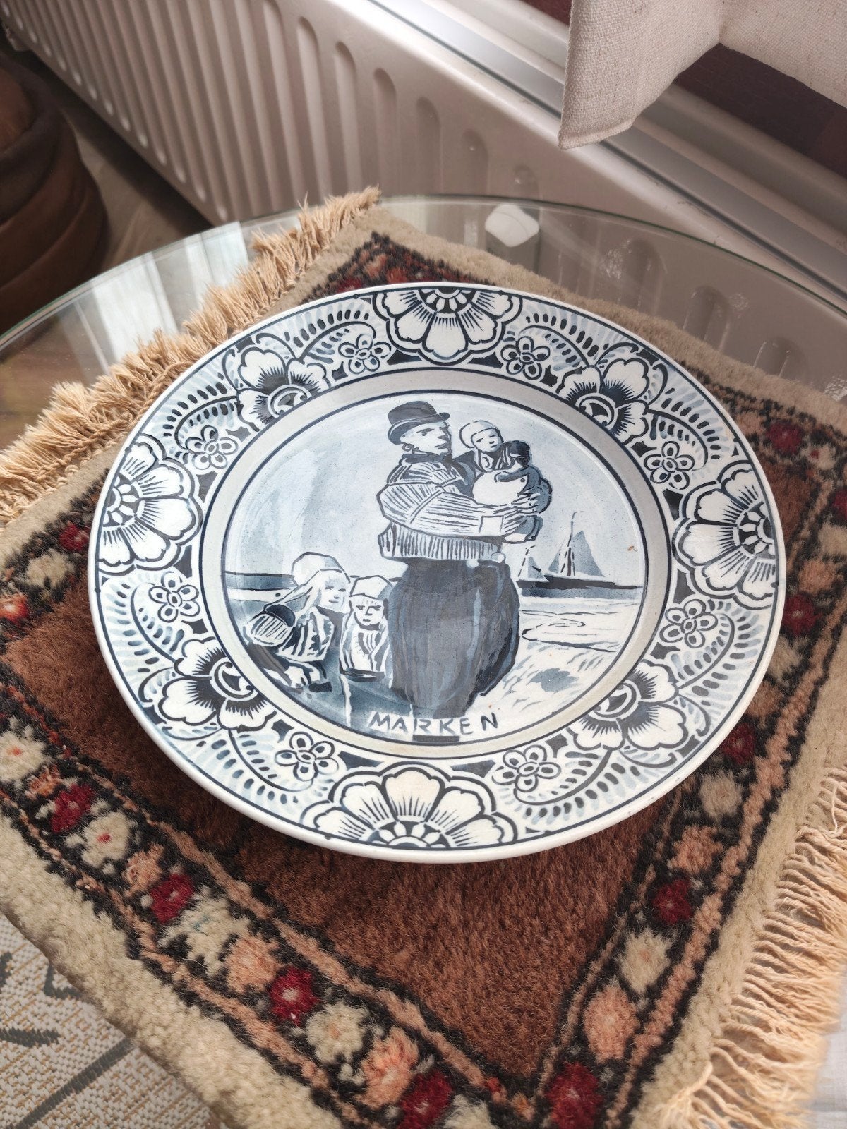 Vintage Delfts Blauw Wandbord - Marken Scène, Antiek en Kunst, Antiek | Wandborden en Tegels, Ophalen of Verzenden