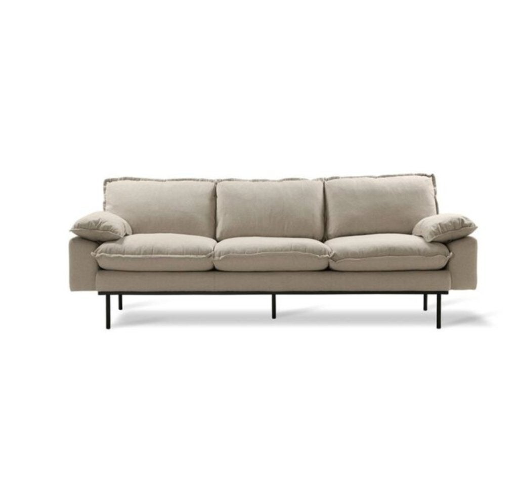 HKLIVING 3-zitsbank Retro Beige + Hocker | Van €2450, nu, HKliving, HKliving, Nieuw, 75 tot 100 cm