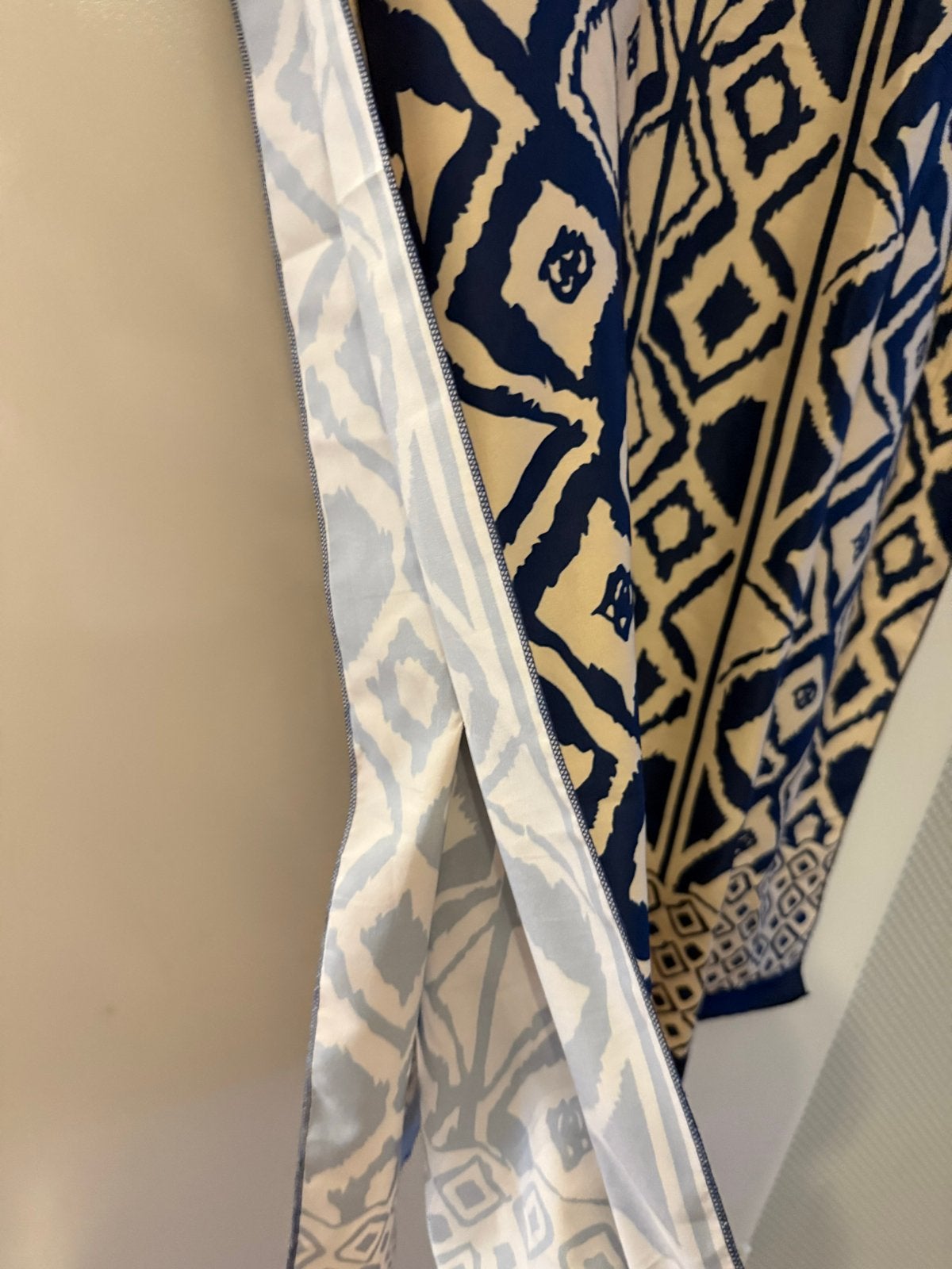 Zomerse Kaftan Jurk met Geometrische Print, Blauw, Maat 46/48 (XL) of groter, Ophalen of Verzenden, Zo goed als nieuw