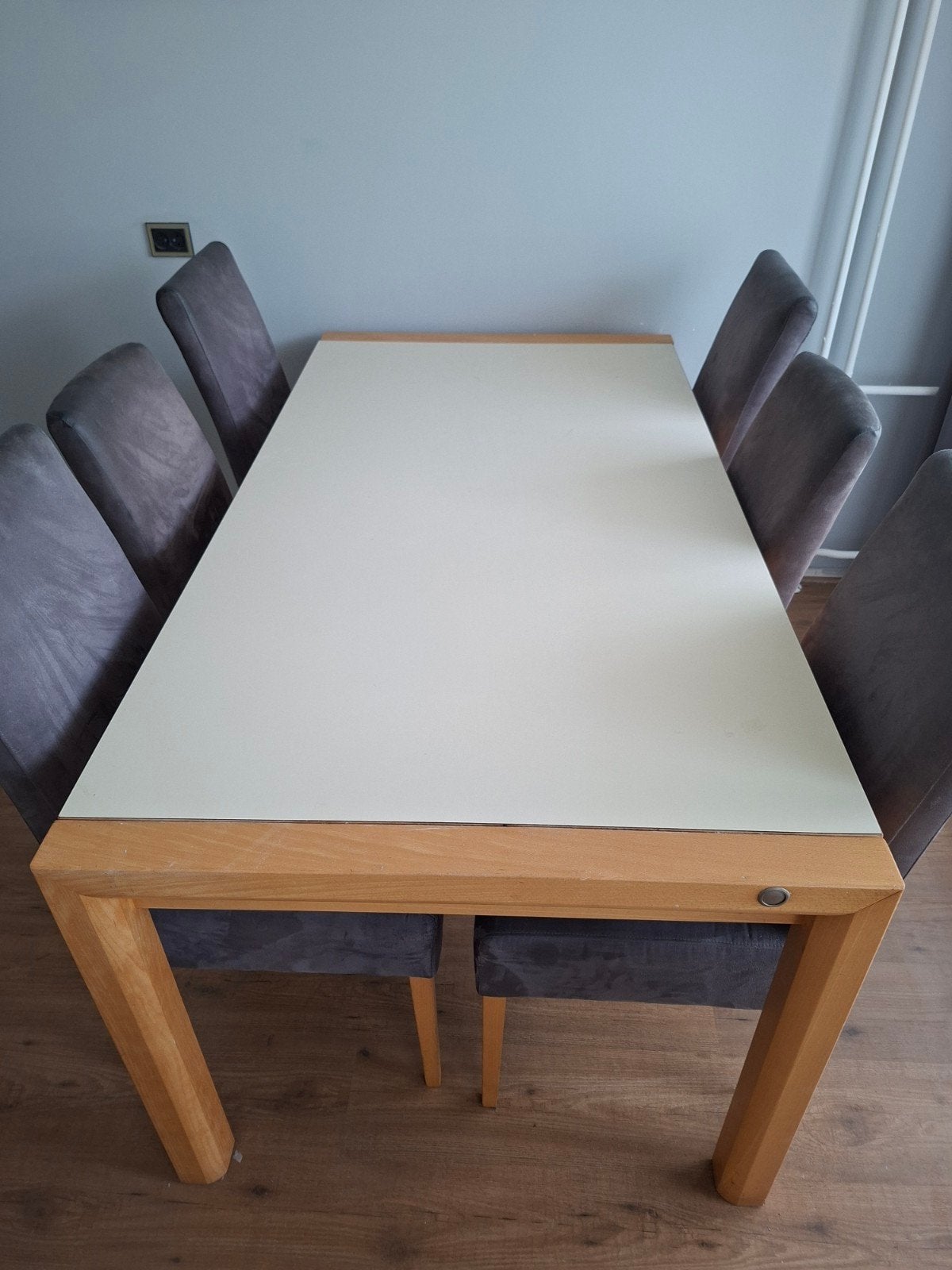 Eettafel met 6 stoelen, Huis en Inrichting, Tafels | Eettafels, Ophalen, Gebruikt, Overige materialen, 50 tot 100 cm