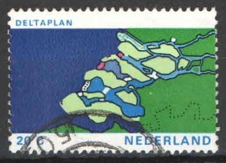 Nederland NVPH nr 1002 gestempeld Deltawerken 1972, Ophalen of Verzenden, Na 1940, Gestempeld