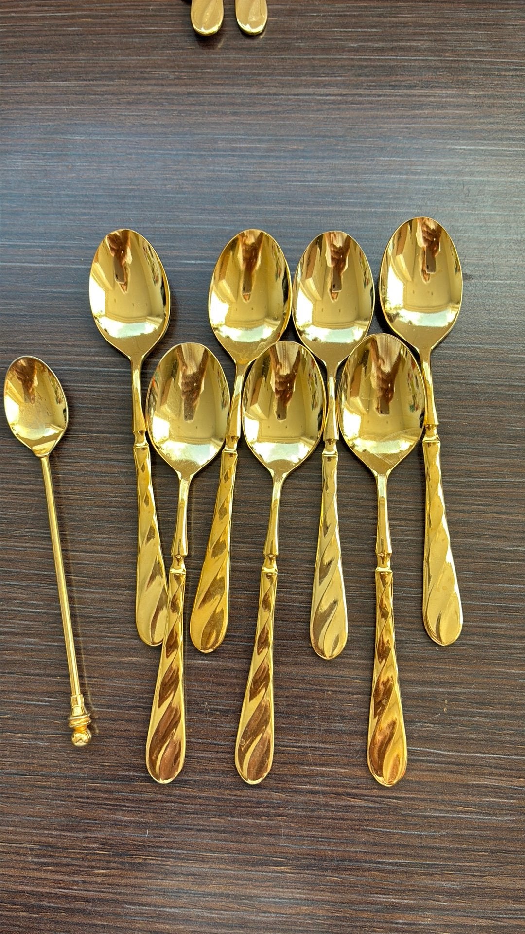 8 gouden koffie lepels Hanseat, Ophalen of Verzenden, Gebruikt, Rvs of Chroom