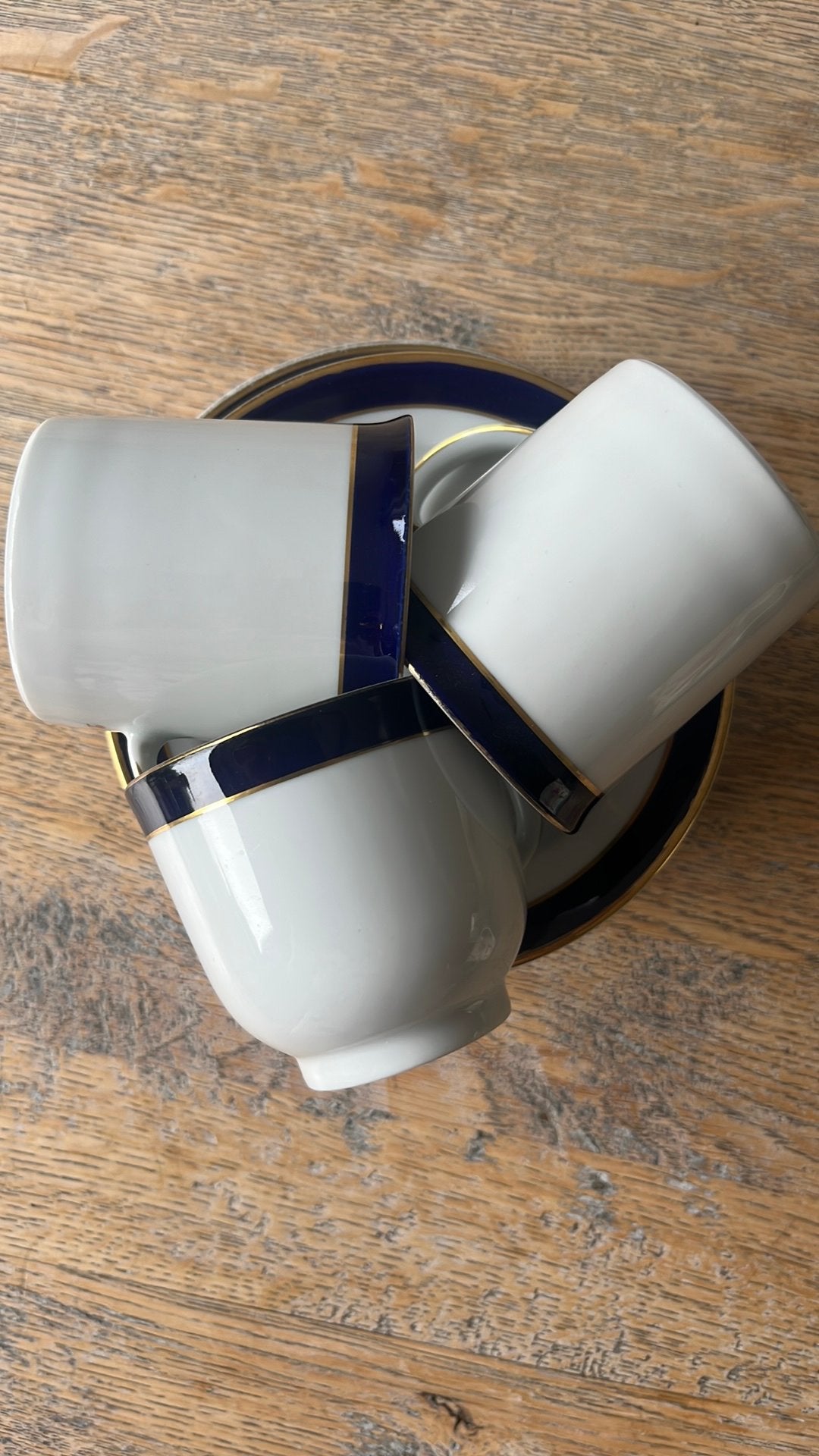 Winterling Bavaria kop en schotels, blauw met gouden rand, Ophalen of Verzenden