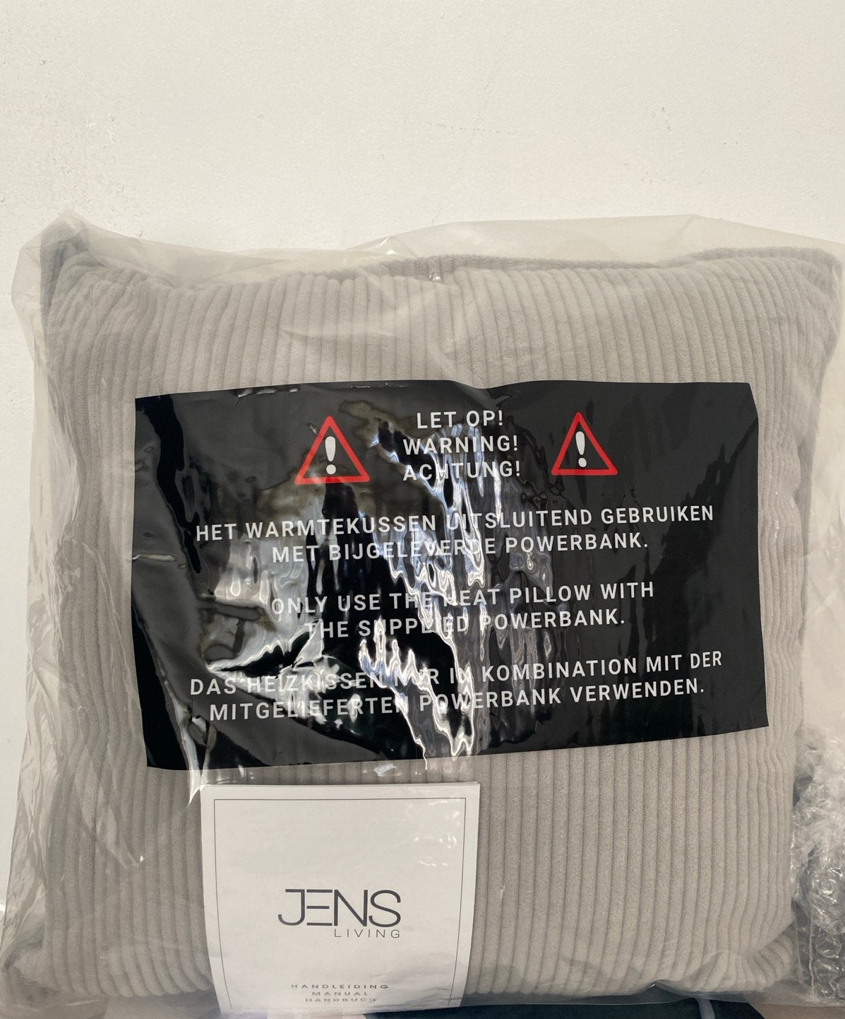 Jens Living Warmtekussen Ribbel Taupe 40x40cm, Bruin, Inclusief binnenkussen, Vierkant, Nieuw
