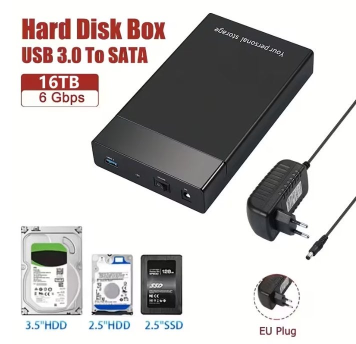 USB3.0 External Harddisk Case Zwart voor 3,5" Harddisk, Computers en Software, Harde schijven, HDD, EAF Netherlands, Nieuw, Ophalen of Verzenden