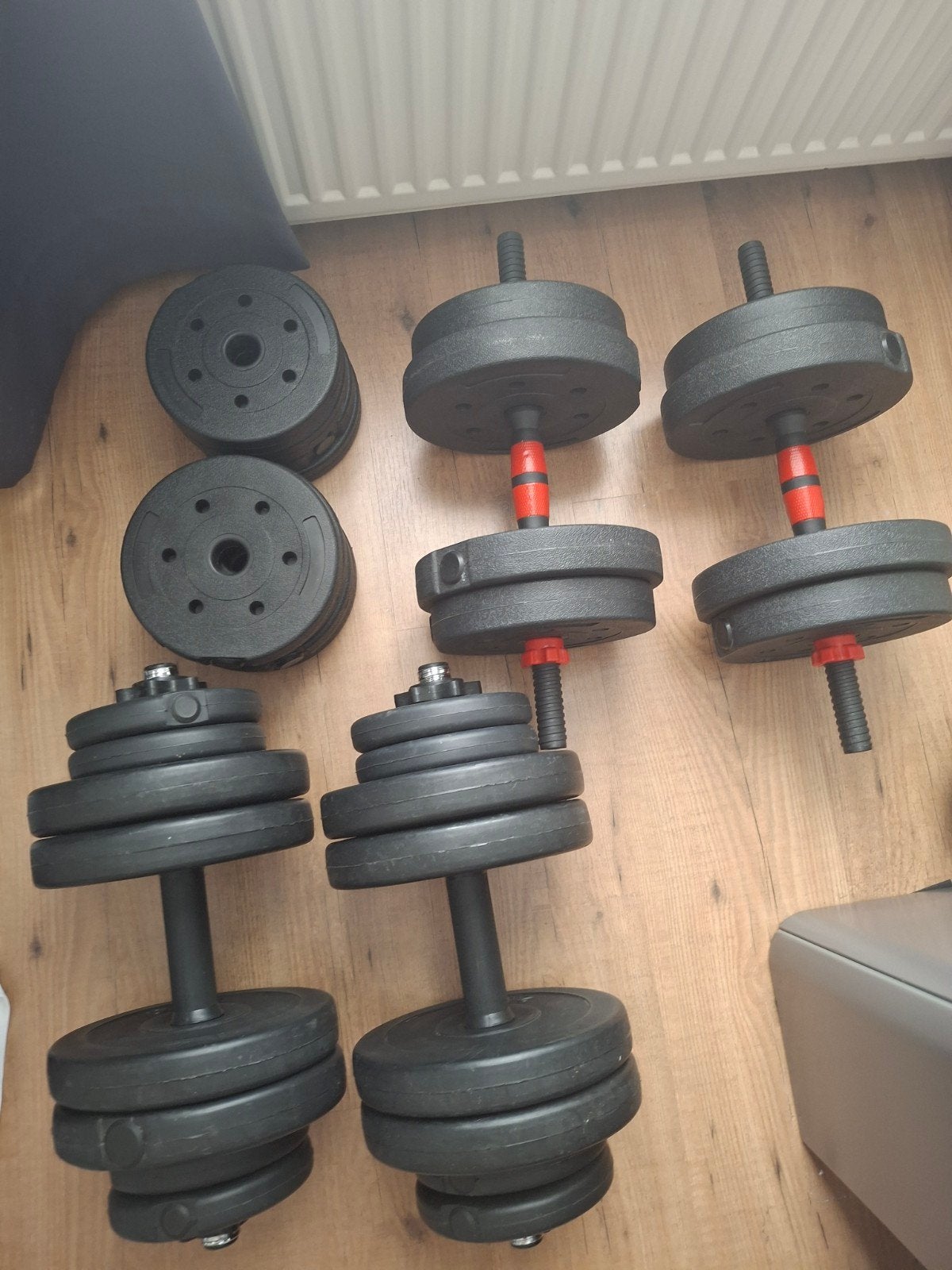 Verstelbare Dumbbells Set 57kg totaal, Sport en Fitness, Ophalen, Gebruikt, Rug, Dumbbell