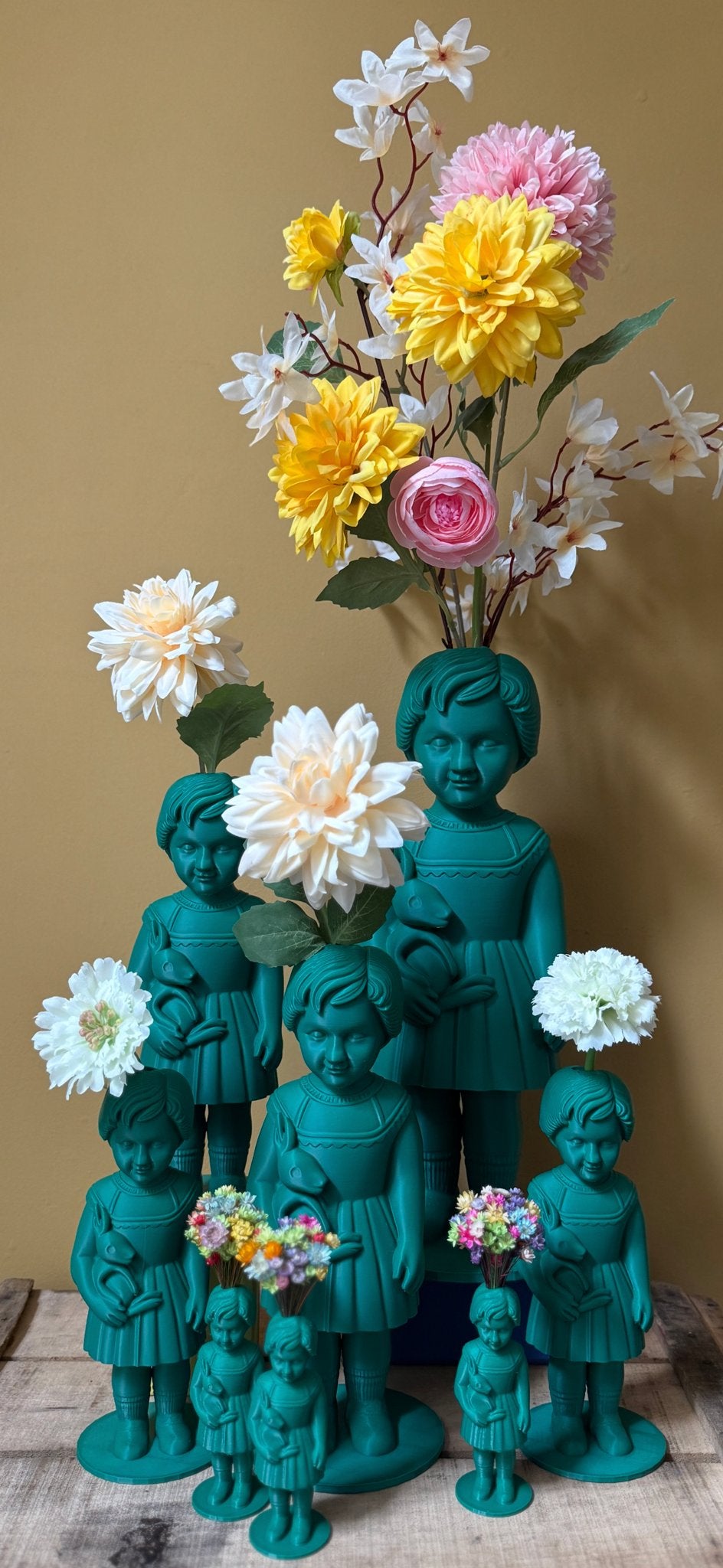 3D-geprinte Clonette vaasjes met kunst- of droogbloemen, Kunststof, Meerkleurig, 3D-geprint, Nieuw