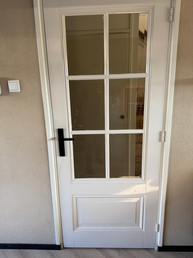 2 mooie binnendeuren stomp met glas, opknappers, Doe-het-zelf en Verbouw, Deuren en Horren, Ophalen, Gebruikt, 80 tot 100 cm, Binnendeur