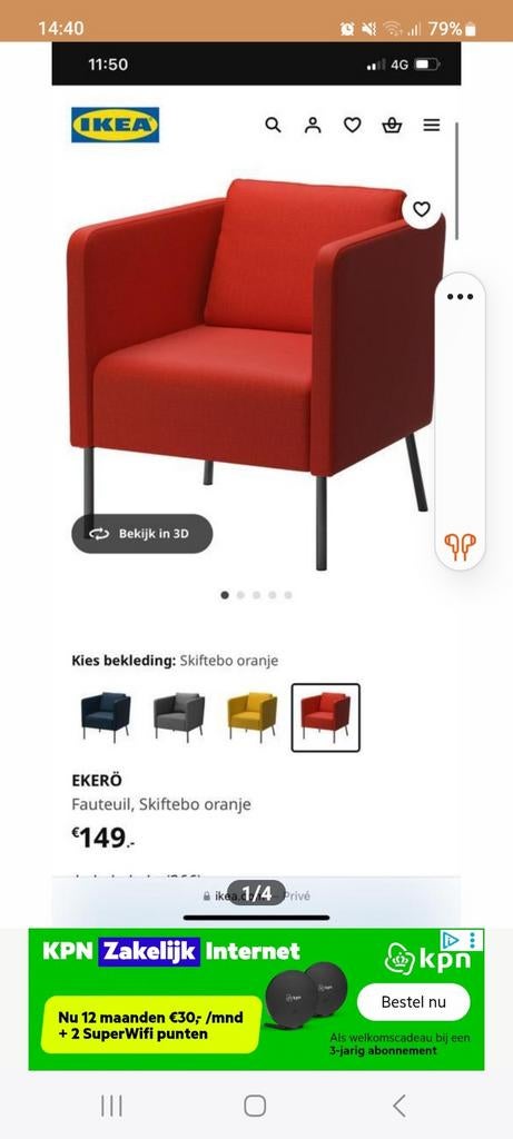 Fauteuils (oranje), Huis en Inrichting, Fauteuils, Ophalen, 75 tot 100 cm, 50 tot 75 cm