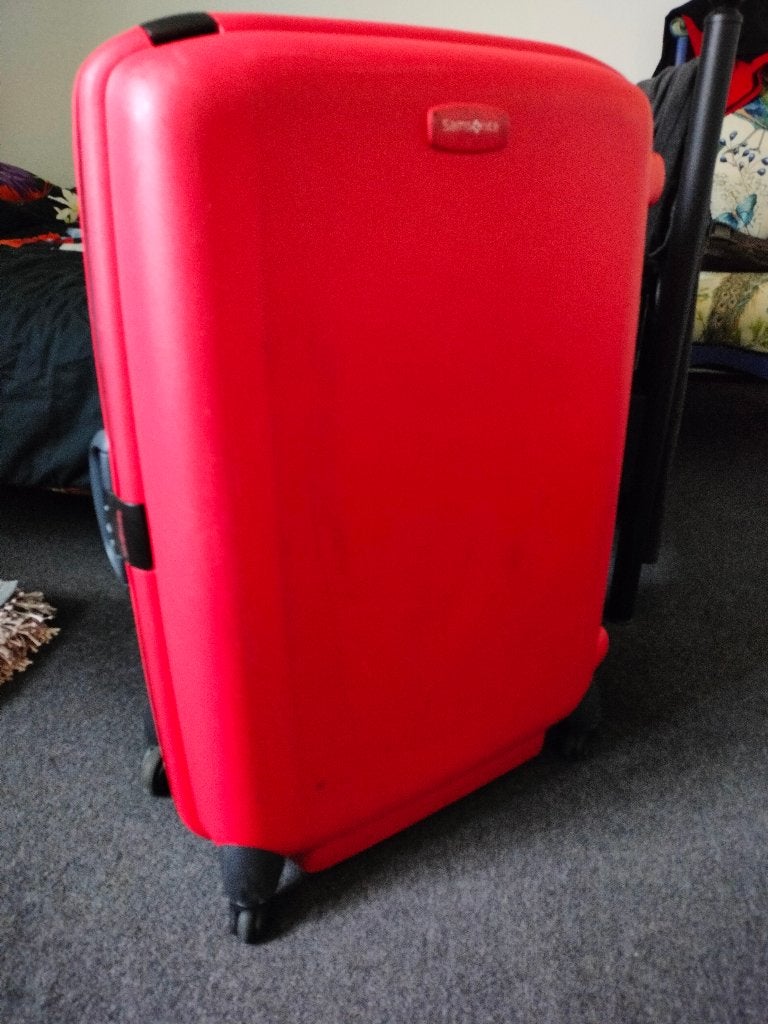 rode samsonite koffer, Ophalen, Gebruikt, Hard kunststof, 45 tot 55 cm