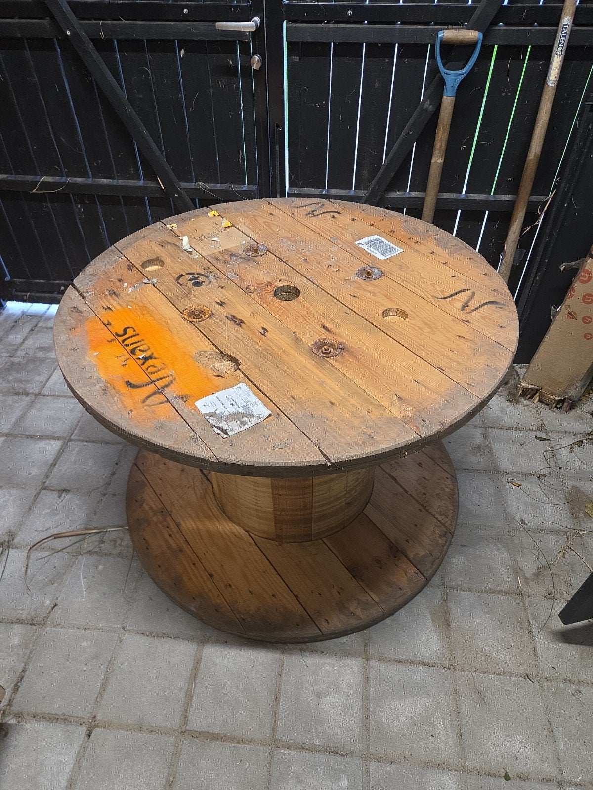 Grote houten kabelhaspel - Ideaal voor decoratie, Ophalen, Gebruikt, Industrieel, robuust, landelijk, Rond