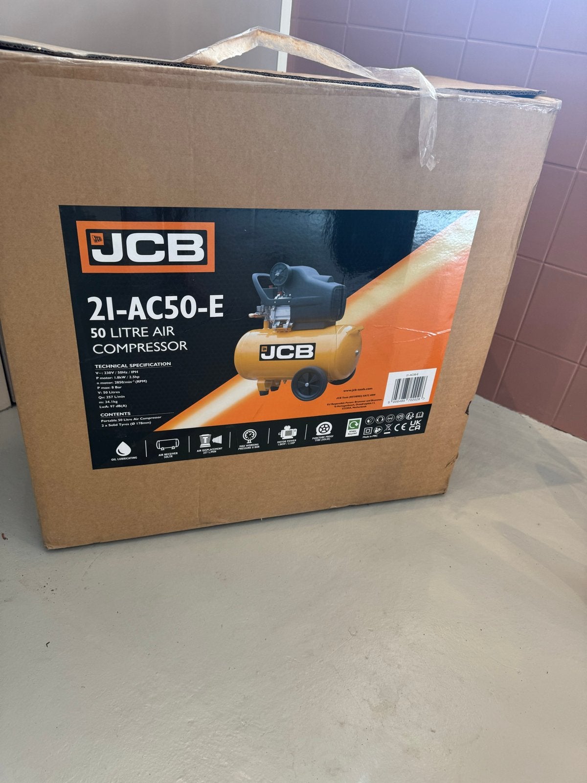 JCB 2I-AC50-E 50 Liter Luchtcompressor - Nieuw in doos, Ophalen, 6 tot 10 bar, Nieuw, 25 tot 100 liter