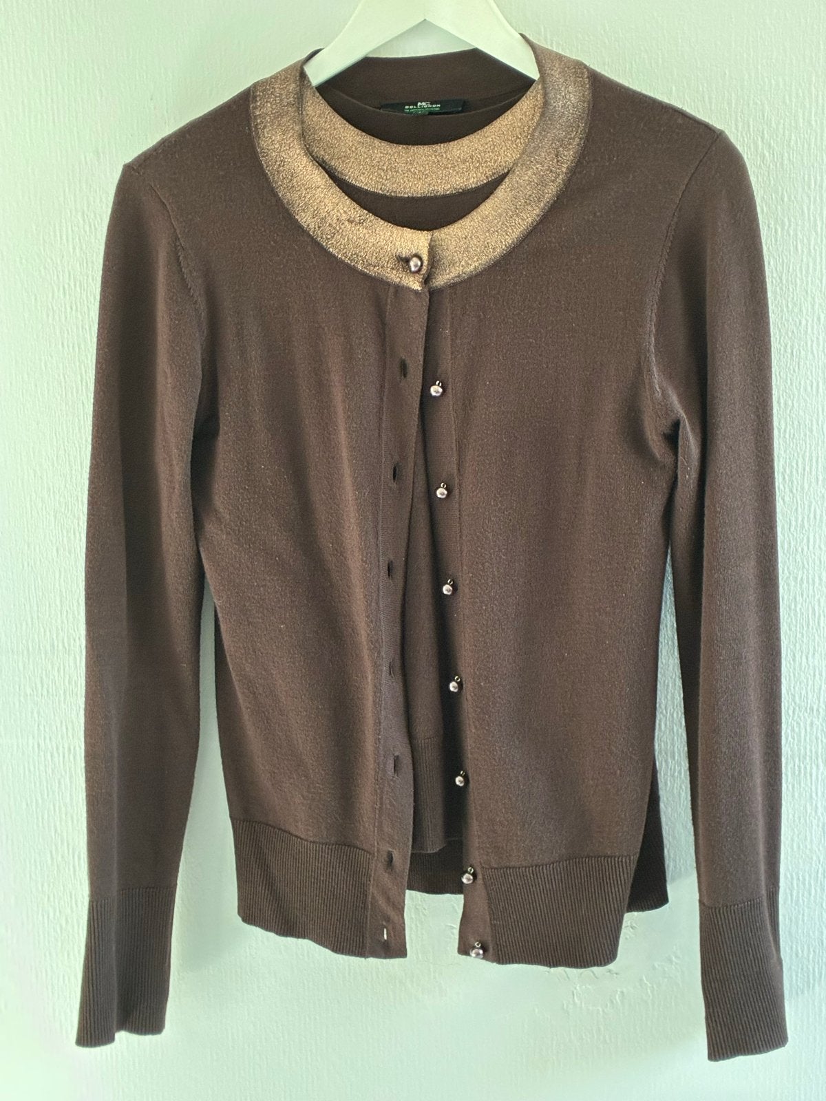 MC Collignon vest en top set bruin maat 38, Kleding | Dames, Truien en Vesten, Verzenden, Zo goed als nieuw, Maat 38/40 (M), Bruin