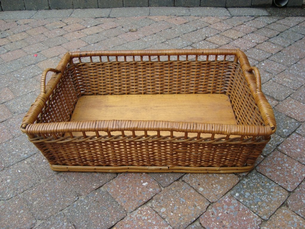 Vintage rieten mand/dienblad, Gevlochten, Ophalen of Verzenden, Zo goed als nieuw, Riet